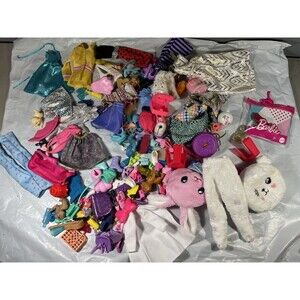 Huge Lot 100+ Barbie Doll Clothes Shoes Accessories Furniture Plush Toys Mixed